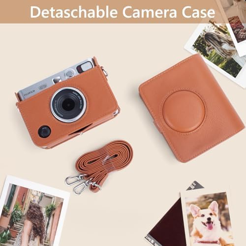 MUZIRI KINOKOO Mini EVO Hülle Kompatibel für Fuji Instax Mini EVO Instant Camera mit PU Leder Lychee