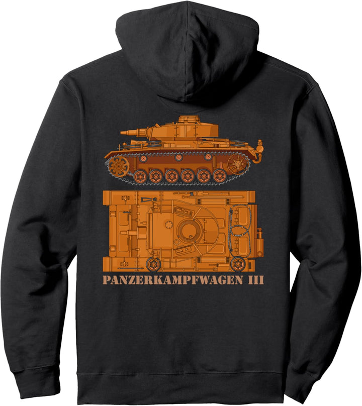 Panzer III German Army WW2 Panzerkampfwagen 3 Tanks Diagrams Pullover Hoodie