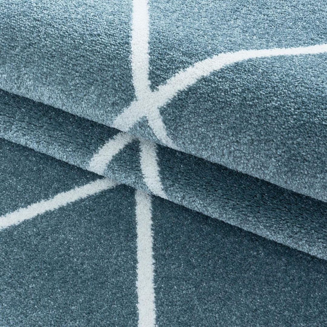 HomebyHome Teppich Kurzflor Raute Linien Design Wohnzimmer 8 mm Florhöhe Hochfertig Weich Rechteckig
