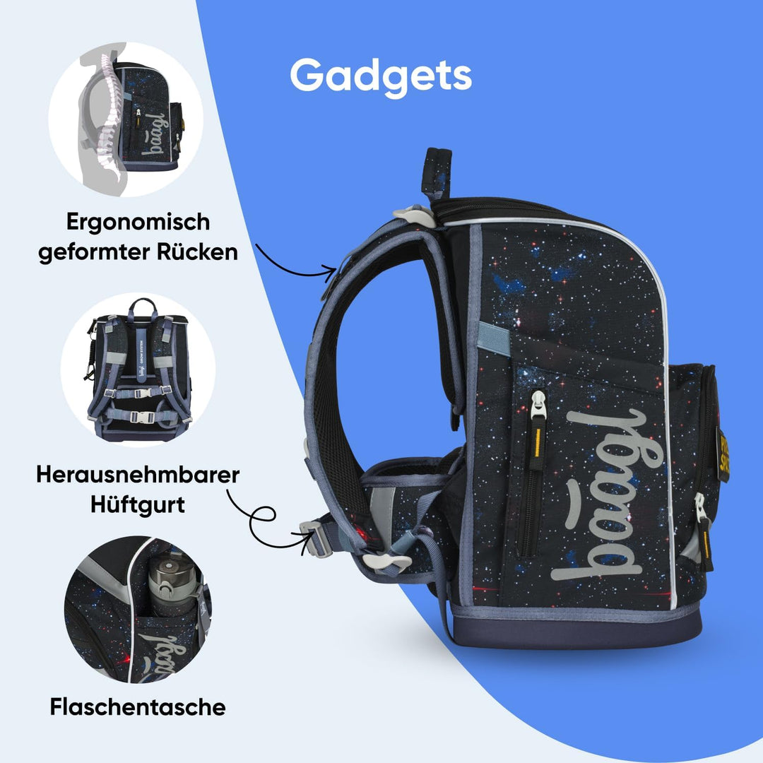 Baagl Schulranzen Jungen Set 3 Teilig (Zippy Schultasche für 1. Klasse, Mäppchen, Turnbeutel), Grund