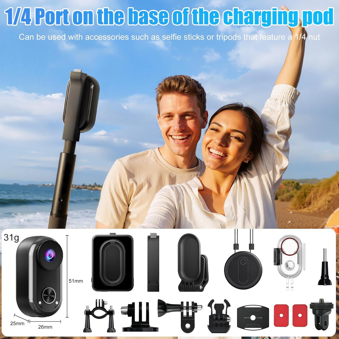 OBEST Action Cam 4K Bildstabilisierung WiFi Action Kamera Stabilisator Wasserdicht Mini Bodycam Körp
