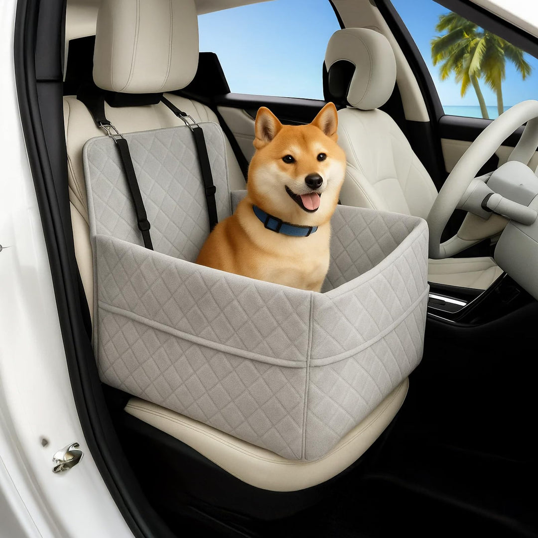 Hunde Autositz für kleine &amp; mittelgrosse bis 25kg mit Sicherheitsleine &amp; Aufbewahrungstaschen abnehm