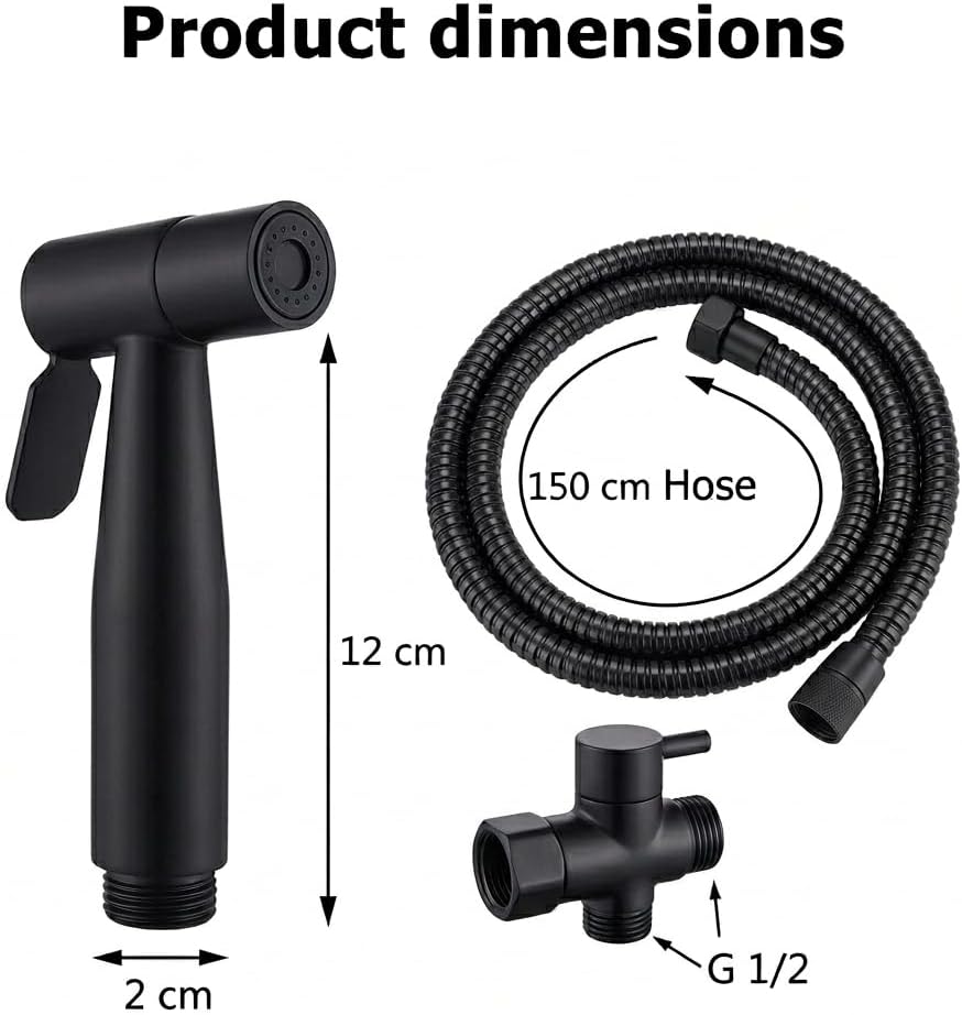 Edelstahl Bidet Handbrause Set Robuste WC Dusche Bidet Sprayer mit Halterung, T-Adapter & Schlauch f