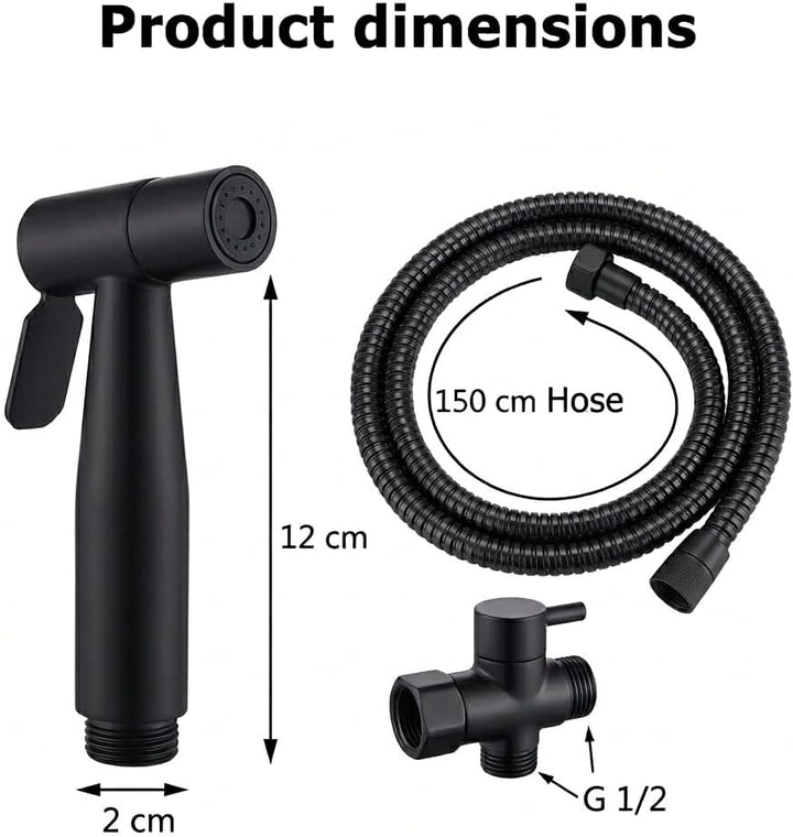 Edelstahl Bidet Handbrause Set Robuste WC Dusche Bidet Sprayer mit Halterung, T-Adapter & Schlauch f