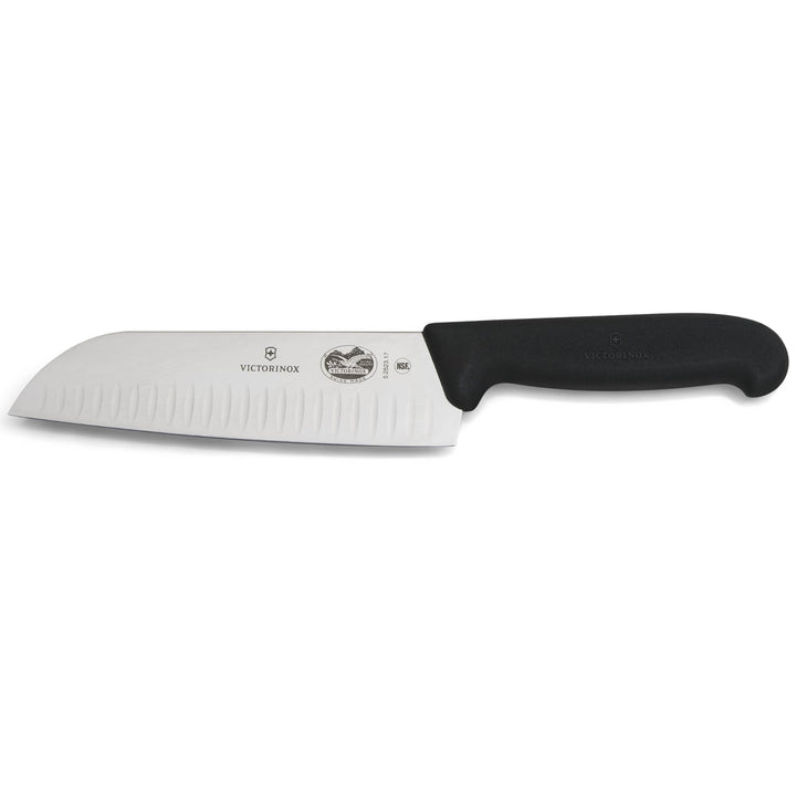 Victorinox Fibrox Santokumesser mit Kullenschliff, Japanisches Küchenmesser für Fleisch, Fisch und G