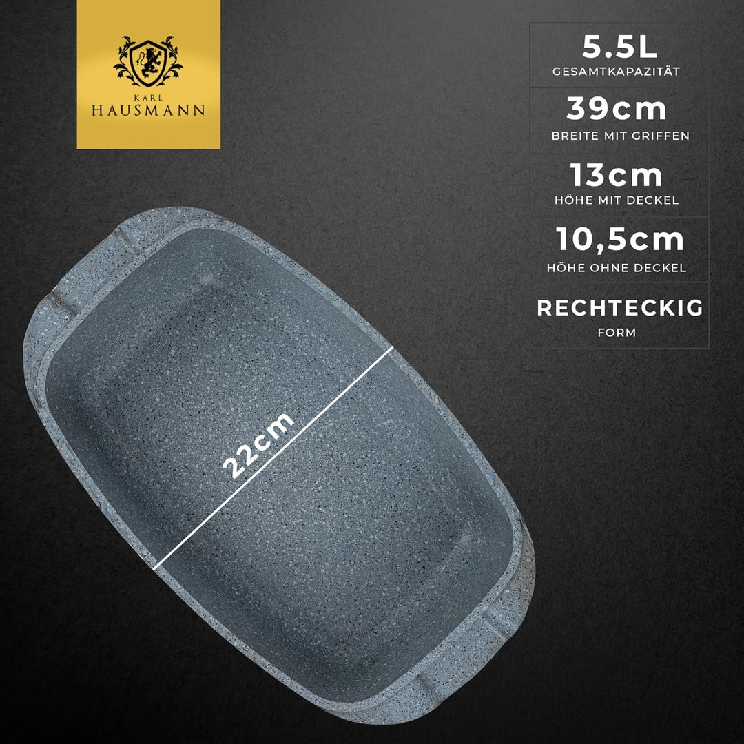 Aluguss Kochtopf - 5.5L - Ø 39 cm - Gross Topf Beschichtet Für alle Herdarten auch Induktion - Antih