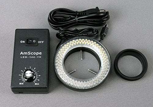 AmScope SM-4TPZ-144-10M Simul-Fokales Stereo-Zoom-Mikroskop am Boom-Ständer mit 144-LED-Ringlicht un