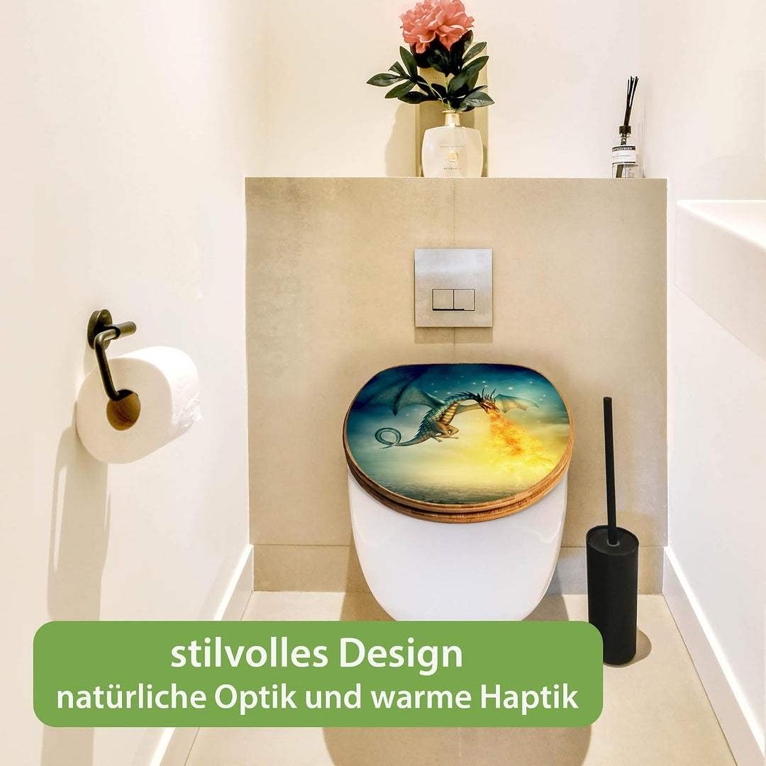 banjado Design WC Sitz Bambus Absenkautomatik 45,8x37,5cm - Toilettendeckel mit Absenkautomatik Holz