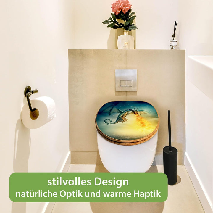 banjado Design WC Sitz Bambus Absenkautomatik 45,8x37,5cm - Toilettendeckel mit Absenkautomatik Holz