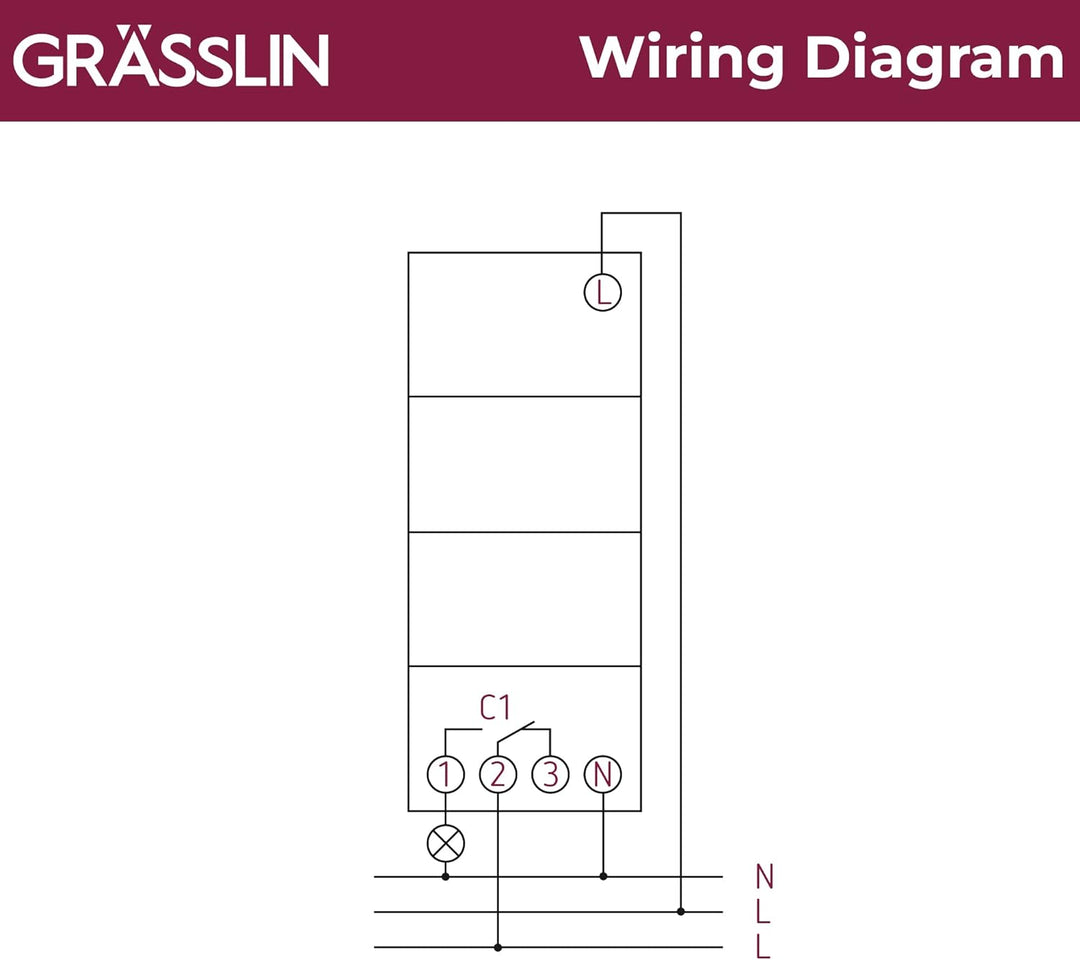 GRÄSSLIN 03.61.0001.1 talento Easy B1 – Digitale Zeitschaltuhr mit Jahresprogramm I 1-Kanal I 50 Spe
