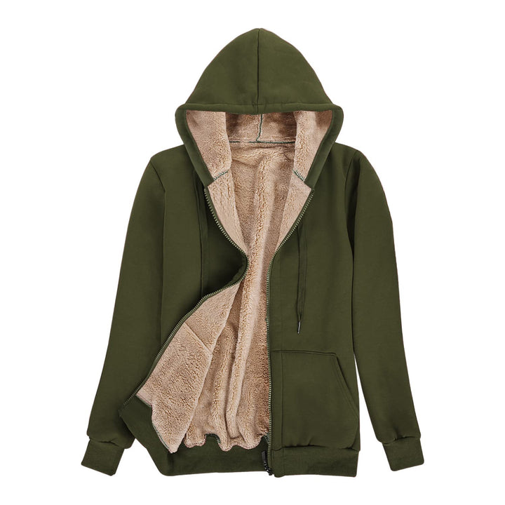 Fleecejacke Damen Hoodie Kapuzenpullover Sweatjacke Warm Oberteil, Herbst Winter Sweatshirt mit Reis