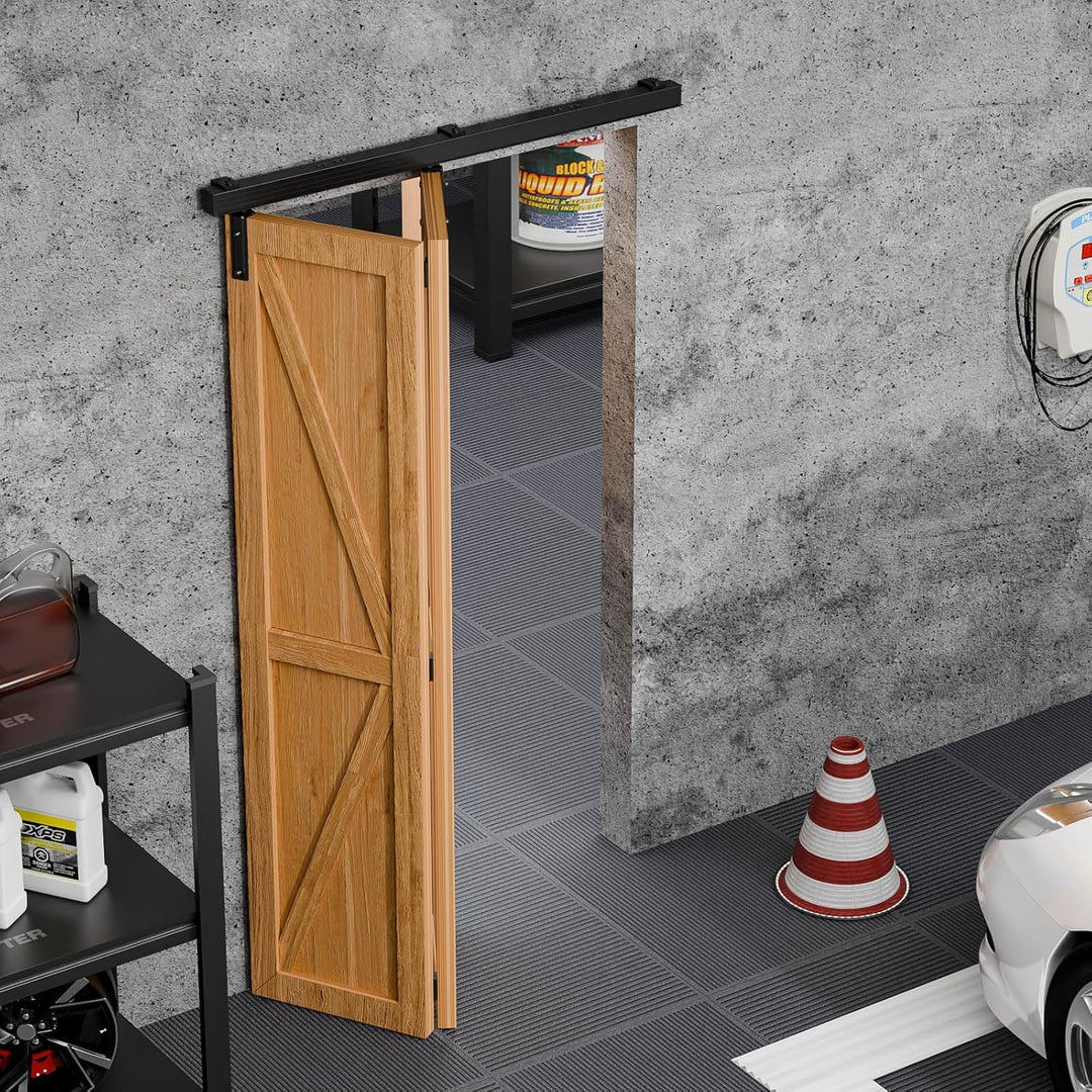 92cm/3FT Bifold Schiebetürbeschlag Box Rail Kastenschiene Schiebetüren Schiebetürsystem Komplettset