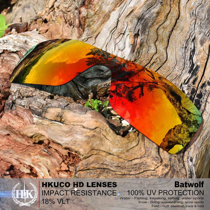 HKUCO Mens Replacement Lenses For Oakley Batwolf Sunglasses Red/Titanium, Red/Titanium