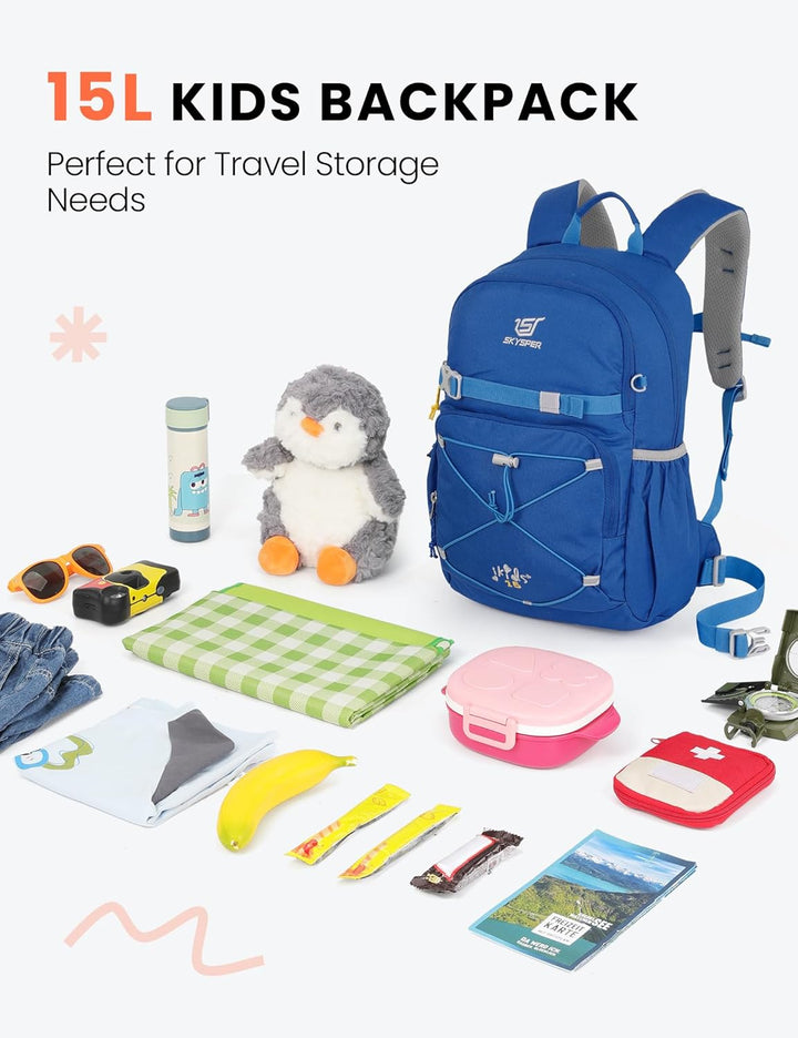 SKYSPER Kinderrucksack komfortabler Wanderrucksack Kinder für Jungen & Mädchen Blau, Blau