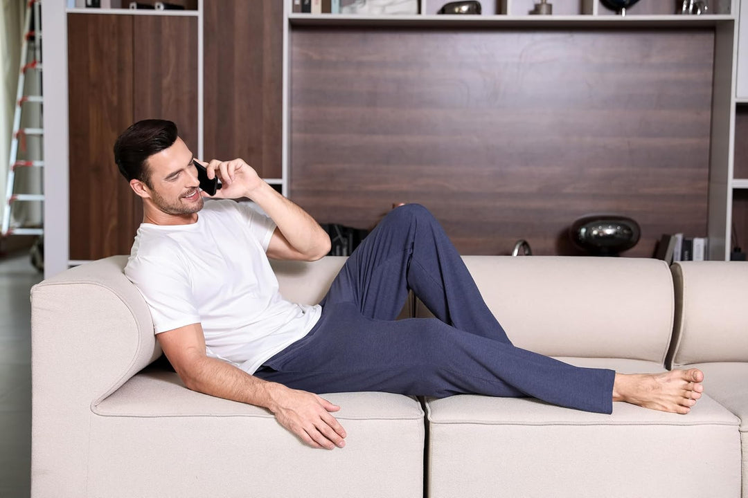 2er-Pack Schlafanzughose Herren Lang Leichte Pyjamahose aus Baumwolle Loungewear Hosen Schlafhose Fr