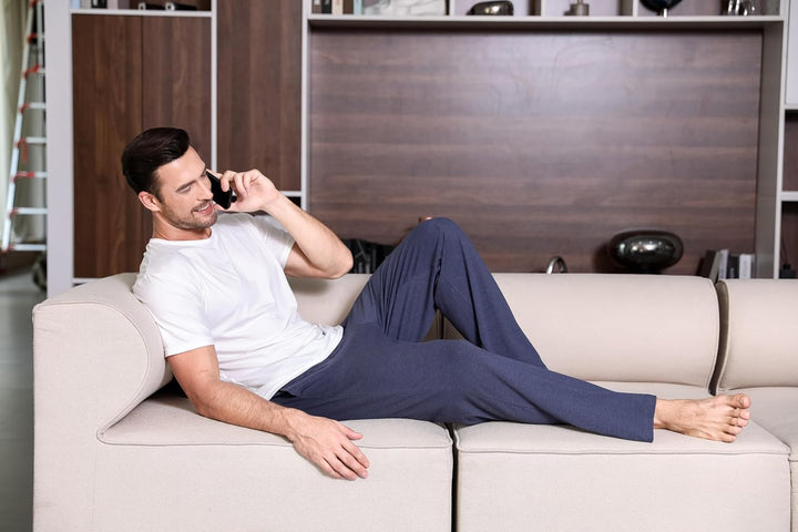 Winovia 2er-Pack Schlafanzughose Herren Lang Leichte Pyjamahose aus Baumwolle Loungewear Hosen Schla