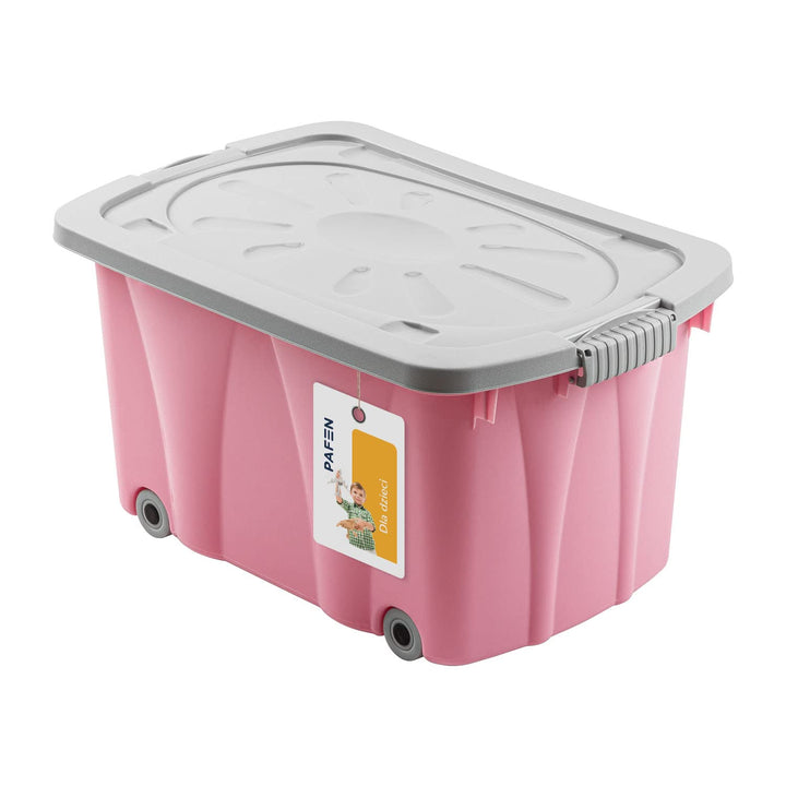 PAFEN Piraten Spielzeugkiste 49l mit Rollen - Schatzkiste 58 x 29,5 x 37,5cm - Spielzeugbehälter Auf
