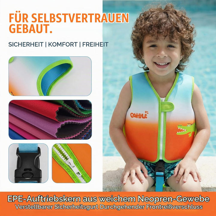 OSHYLE Kinder Schwimmweste - Jungen Mädchen Neopren Schwimmen Jacke Kleinkind Schwimmen Floating Neo