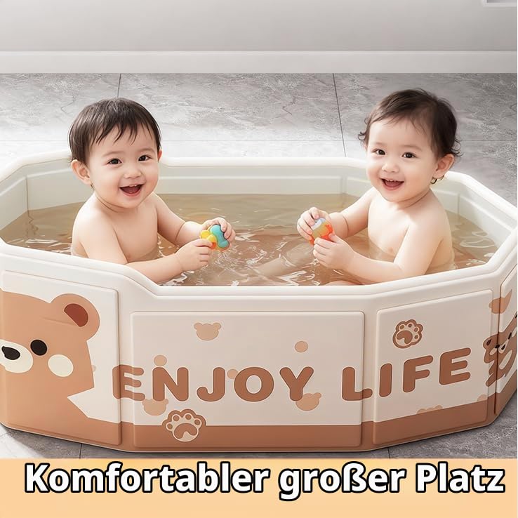 Faltbare Babyschwimmbecken mit rutschfestem Boden, tragbares Kinderbadewannen, für Neugeborene bis 3