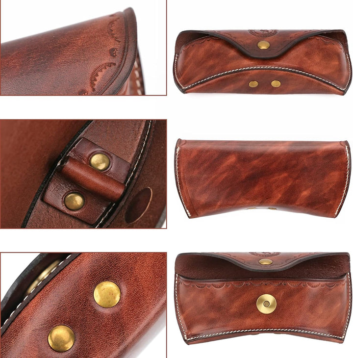 Tourbn Unisex Deluxe Brillenetui aus Leder, harte Aufbewahrungsbox für Lesebrille und Sonnenbrillen