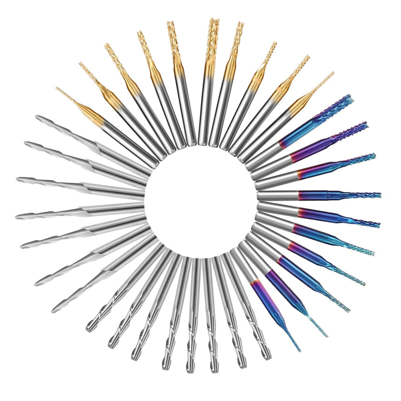 YOFULY CNC Fräser 3.175mm Schaft, 40pcs End Mills CNC Router Bits, 1/8 "Shank CNC Cutter Fräsen Carv