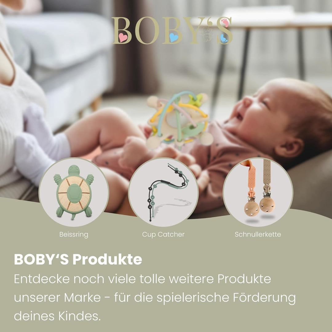 BOBY´S sensorischer Baby Beissring Milk White/Motorikspielzeug aus BPA-freiem Silikon/Zahnhilfe für
