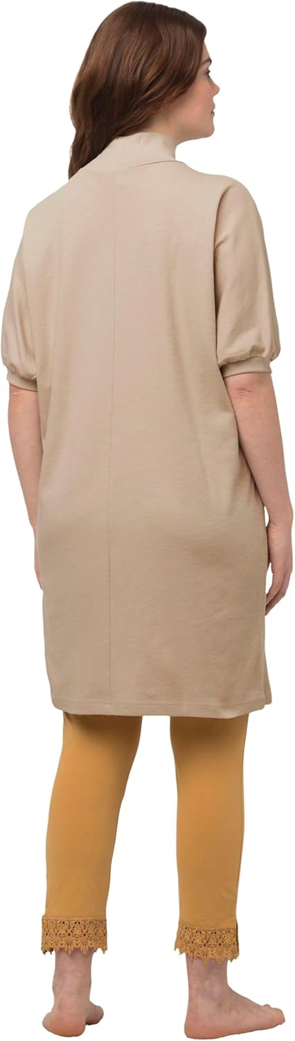 Ulla Popken Damen grosse Grössen Übergrössen Plus Size Longshirt, Eggshape, Rollkragen, Halbarm, Bio