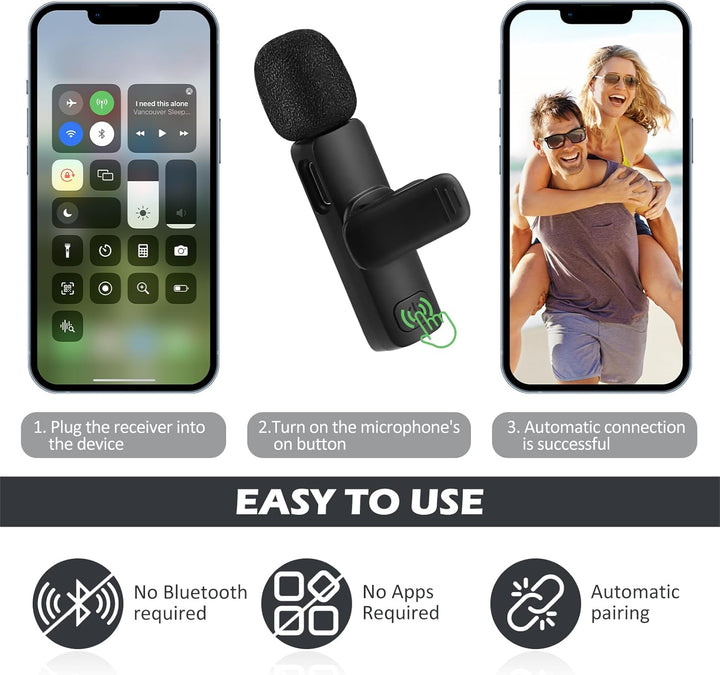 MXTIMWAN 2pcs Mini Mikrofon, Mikrofon Handy, Lavalier Mikrofon Wireless mit Rauschunterdrückung,Anst