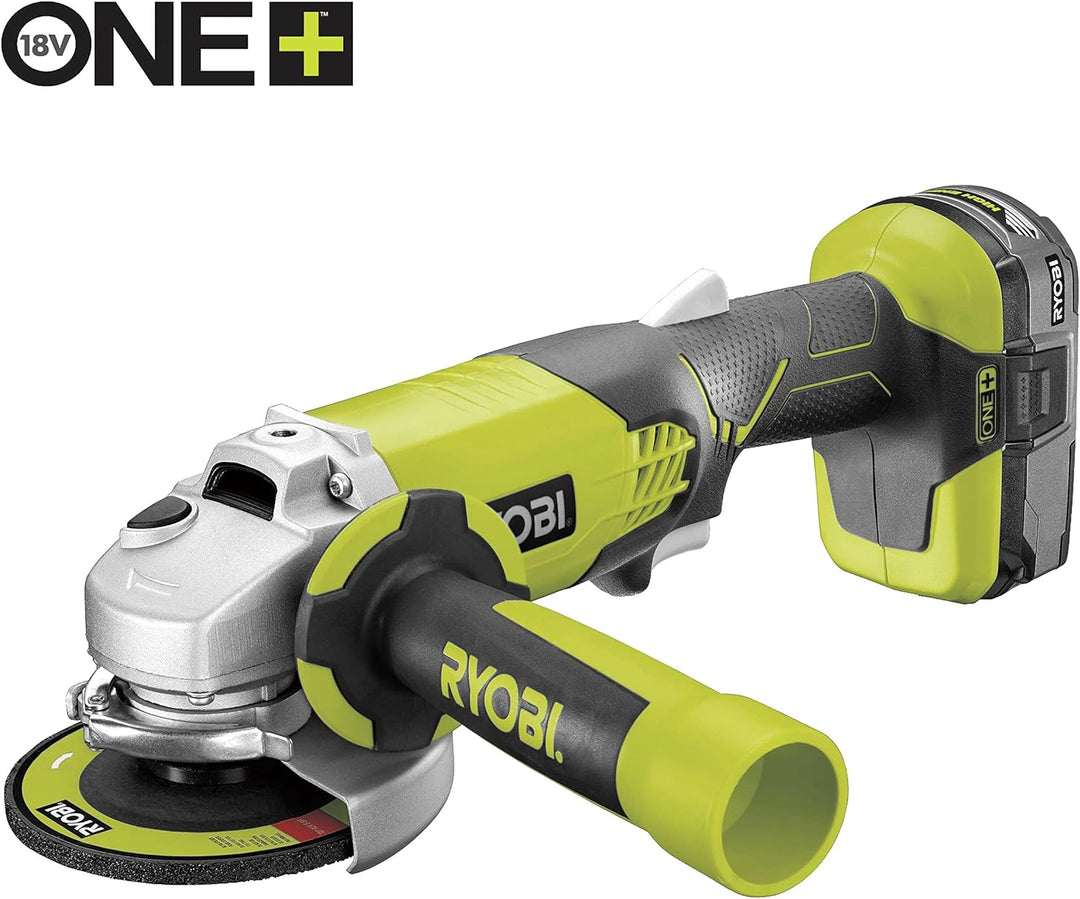 RYOBI - Combo 2 Werkzeuge: 1x Bohrschrauber R18DD3-0 + 1x Winkelschleifer 115mm R18AG-0 + 2x Akku 2,