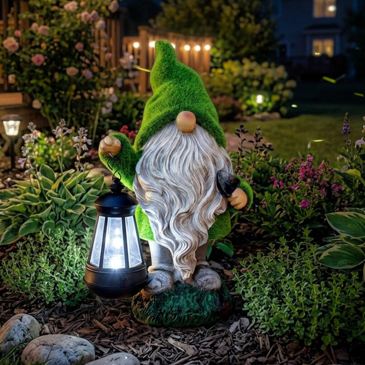 TERESA'S COLLECTIONS Lustig Gartenzwerge Gartendeko für Draussen Wetterfest Figur mit LED Solarlater