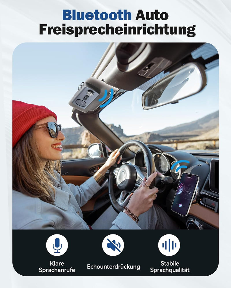 AGPTEK Freisprecheinrichtung für Auto, Bluetooth 5.3, Freisprechanlage für GPS, integriertes Mikrofo