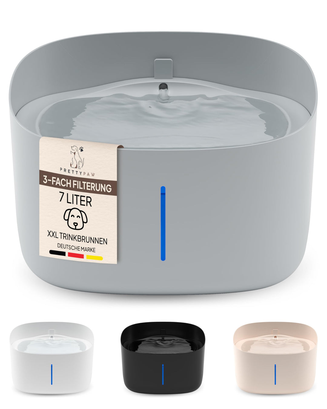 Pretty PAW® Trinkbrunnen für Hunde I Super leiser Hunde Trinkbrunnen mit 7 Liter Wassertank I BPA-fr