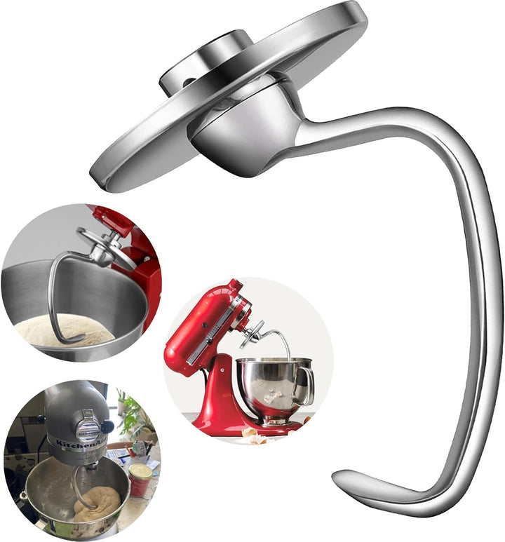 HOMGEN Knethaken für Kitchenaid 4.5/5QT Edelstahl Knethaken spülmaschinenfest für Kitchen Aid Standm