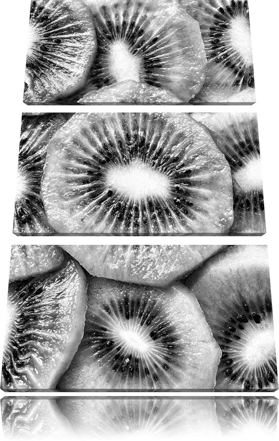 Pixxprint Grüne Kiwis Obstsalat als Leinwandbild/Grösse: 3 Teilig (120x80) cm/Wandbild/Kunstdruck/fe