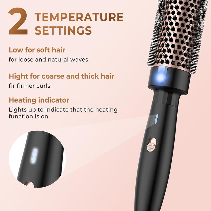 Thermal Brush Lockenbürste 3 in 1 Thermobürste 38mm, Lockenbürste LCD 120-200℃, Erhöhen Sie das Haar