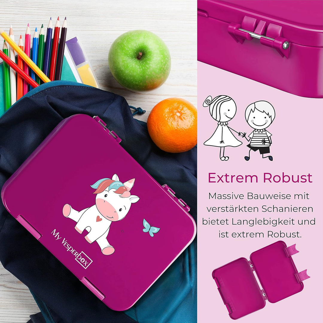 My Vesperbox® Brotdose für Kinder mit Fächern [LEN] - Lunchbox mit Trennfächern - Bento Box - Jausen
