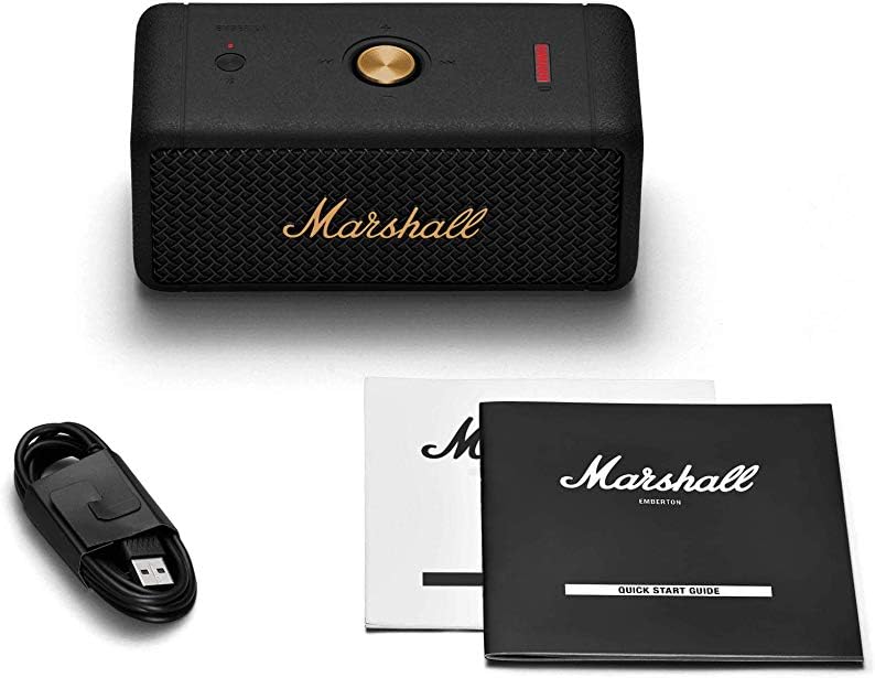 Marshall Emberton Bluetooth Tragbarer Lautsprecher, Kabelloser, Wasserabweisend - Schwarz und Messin