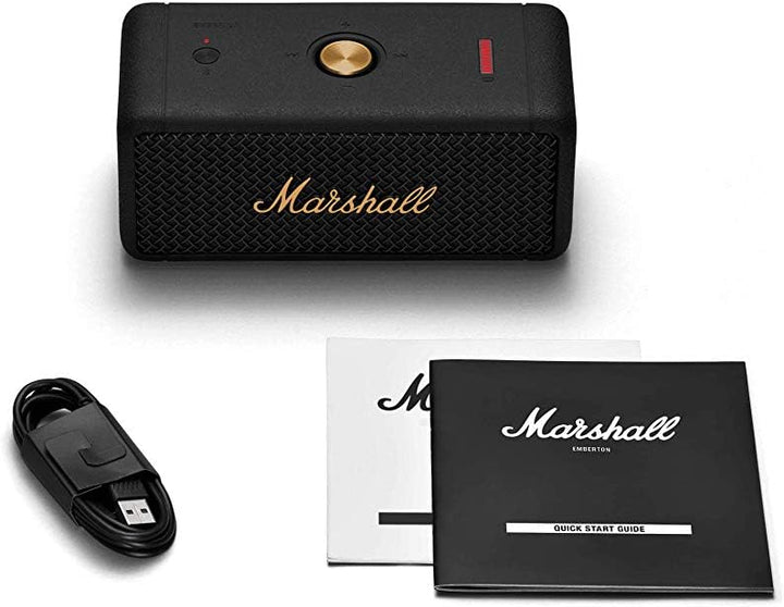 Marshall Emberton Bluetooth Tragbarer Lautsprecher, Kabelloser, Wasserabweisend - Schwarz und Messin