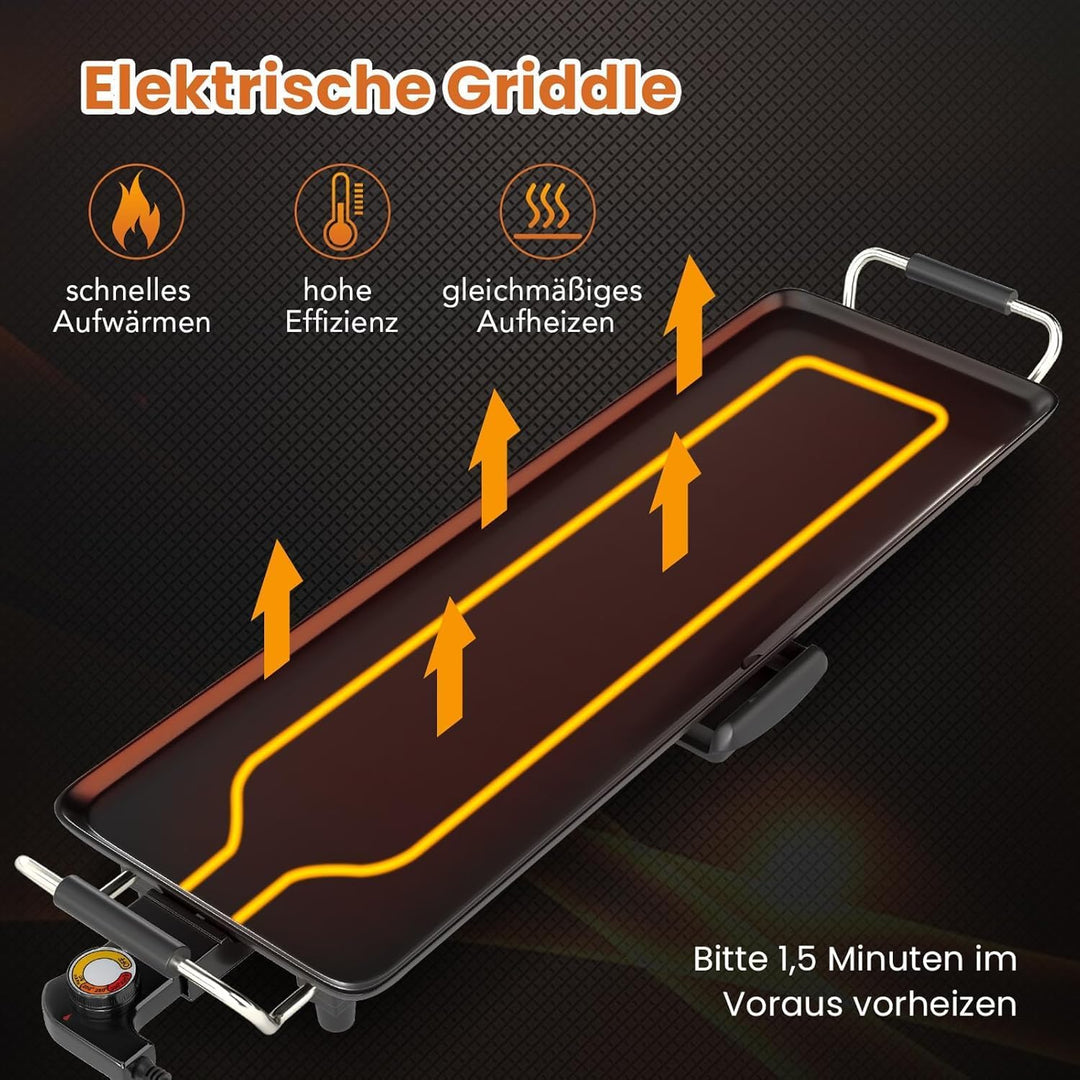 GOPLUS Elektrische Tischgrill, Teppanyaki Grill für 6-8 Personen, Elektrogrill mit 4 einstellbarer T