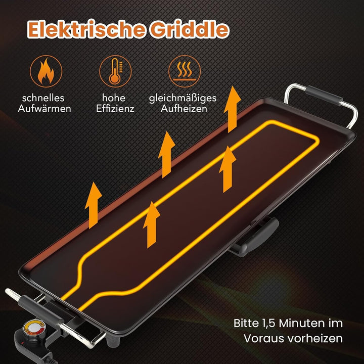 GOPLUS Elektrische Tischgrill, Teppanyaki Grill für 6-8 Personen, Elektrogrill mit 4 einstellbarer T
