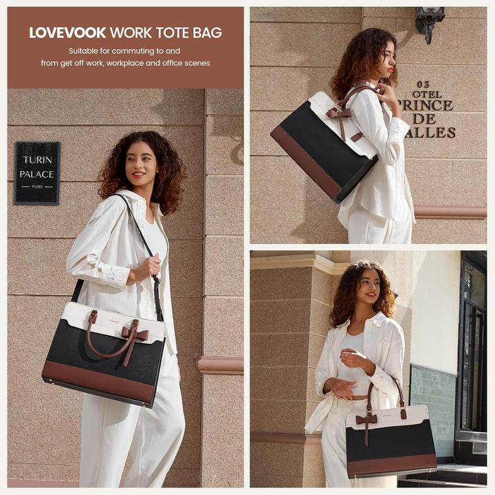 LOVEVOOK Handtasche Damen Gross, 17,3 Zoll Laptoptasche Arbeitstasche Elegant Uni Tasche Schultasche