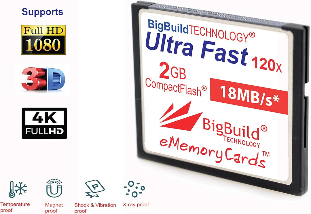eMemoryCards 2GB Ultra Fast 18MB/s CompactFlash Speicherkarte kompatibel mit Canon 10D/20D/30D/40D/5