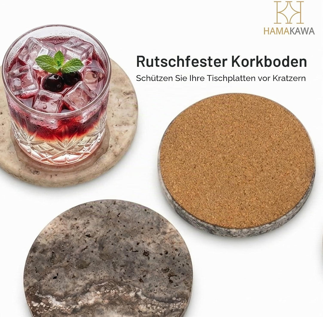 Marmor Untersetzer Satz von 4, Natürlichen Grauen Stein Untersetzer 10cm, Moderne Runde Travertin Ge