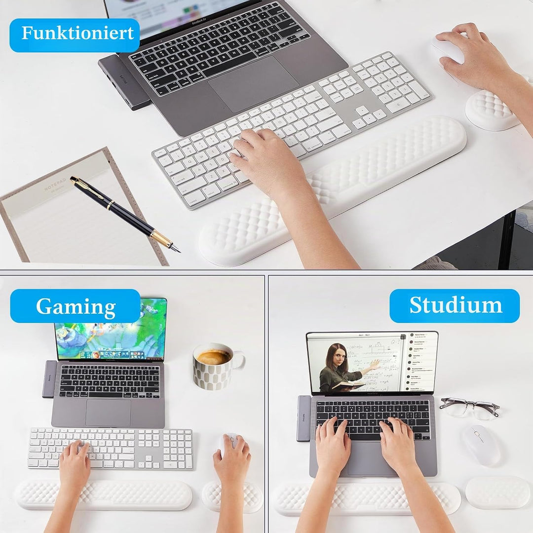 EGOSKY Handballenauflage Tastatur und Maus, Handgelenkauflage Tastatur mit PU Leder und Memory Schau