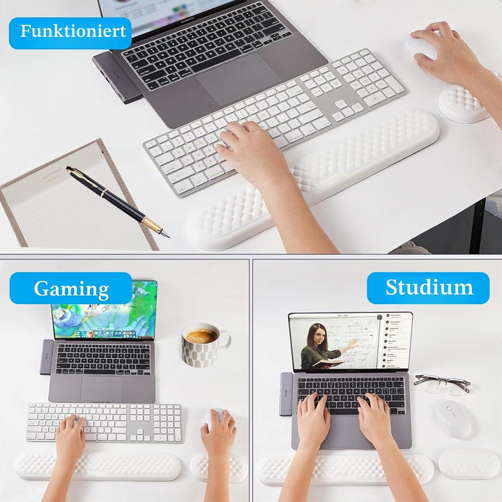 EGOSKY Handballenauflage Tastatur und Maus, Handgelenkauflage Tastatur mit PU Leder und Memory Schau