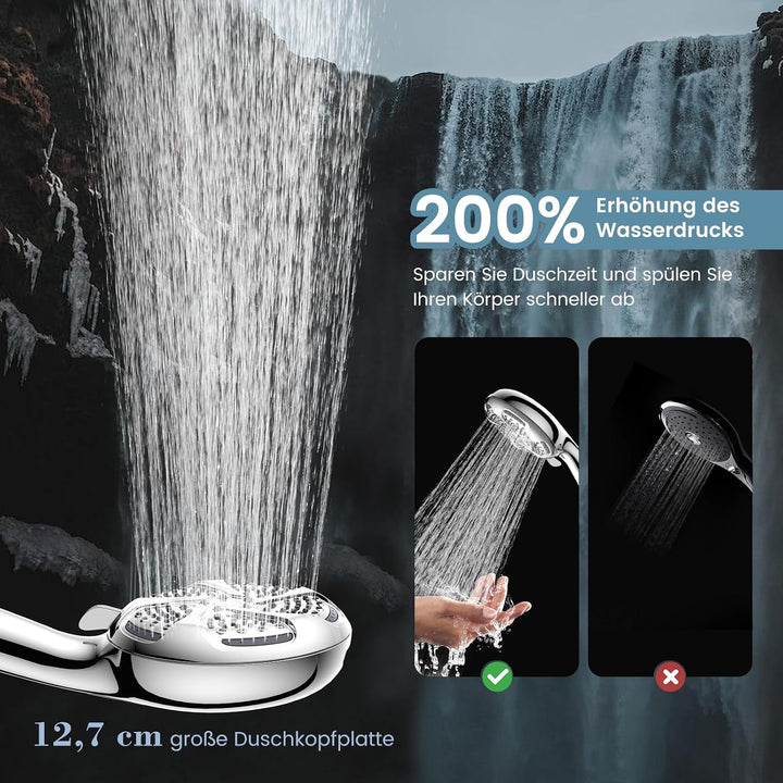 Digiroot Duschkopf mit Filter – 7 Strahlarten,Hochdruck Silber Silber02, Silber02