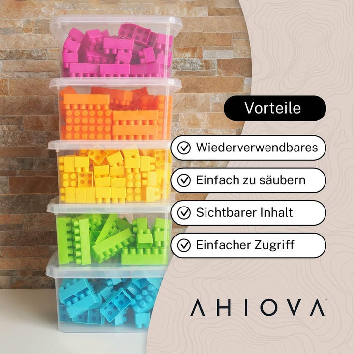 Aufbewahrungsboxen Klein 4L mit Deckel 6er Set Stapelbar 100% Transparent Klickverschluss 26,5x19,5x