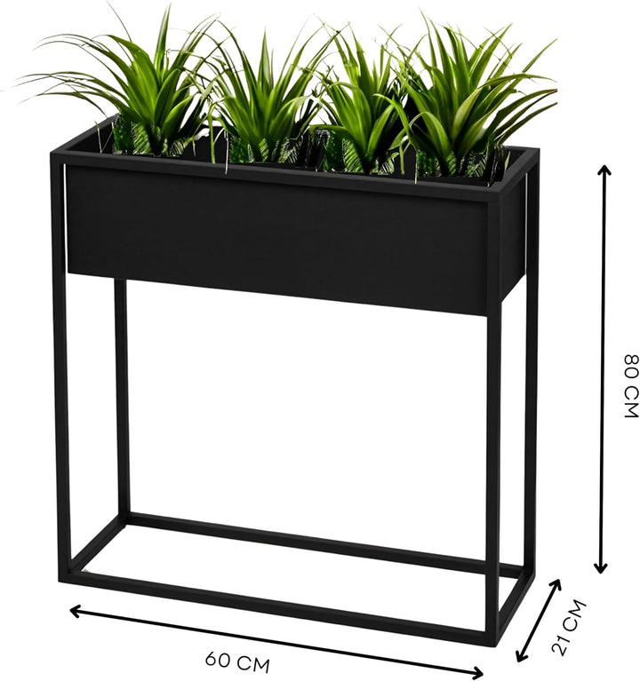 Pflanzenständer Petto - 60x21x80cm - Farbe Schwarz - für Zimmerblumen - Metallregal - Dekorativer Ti