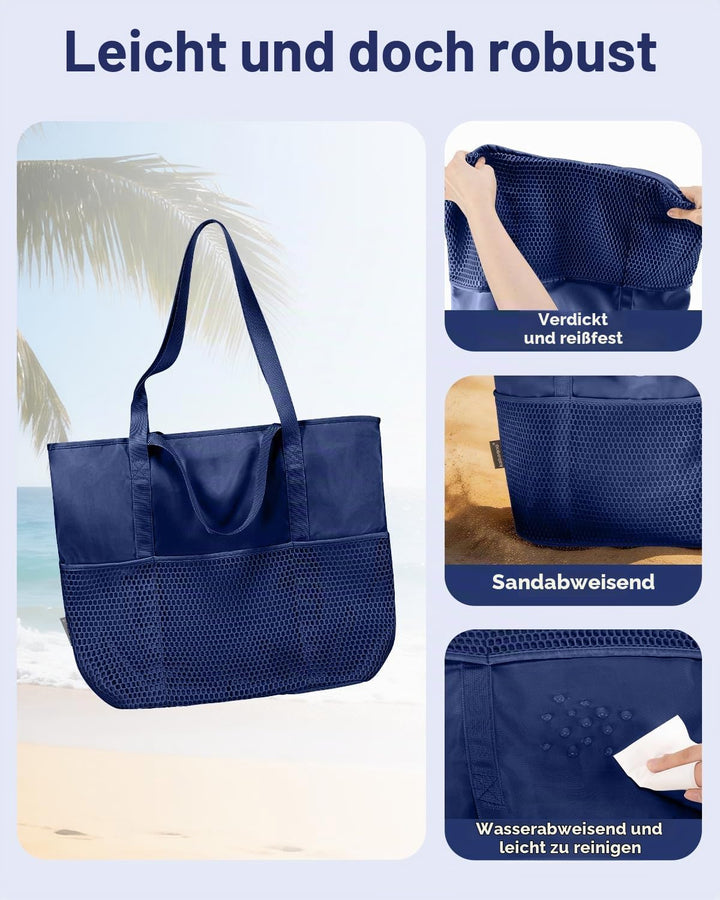 Strandtasche Damen mit Reissverschluss Badetasche Klein mit Fächern Faltbar | Faltbar, Leicht, Doppe