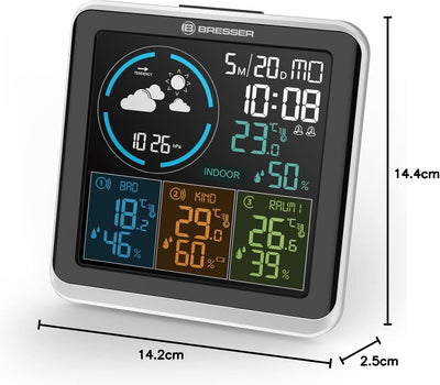 Bresser Wetterstation Funk mit Aussensensor Quadro Individio mit 4 unterschiedlichen Messpunkten ink